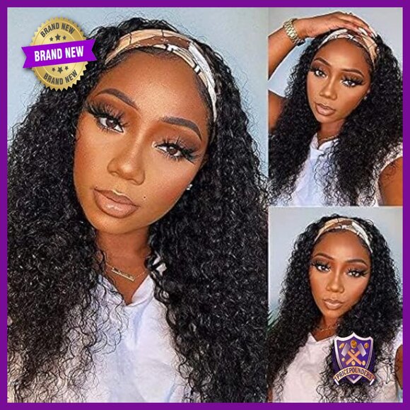 22 Inch Glueless Headband Wig Brazilian Human Hair Deep Wave 150% Density main image 4